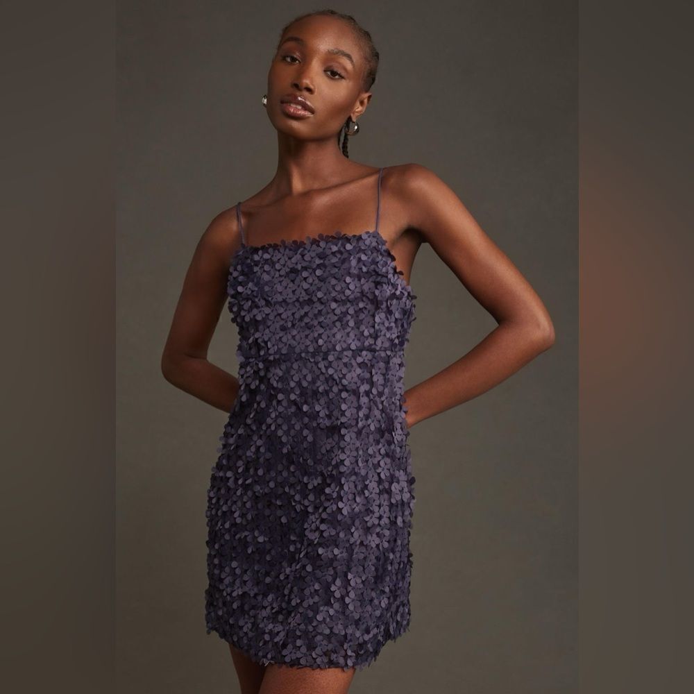Anthropologie 3D Floral Embellished Mini Dress NWT